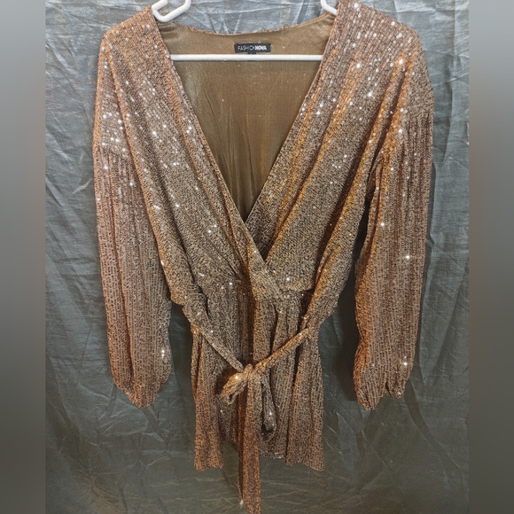 Diva shine sequin romper-bronce - Picture 5 of 8